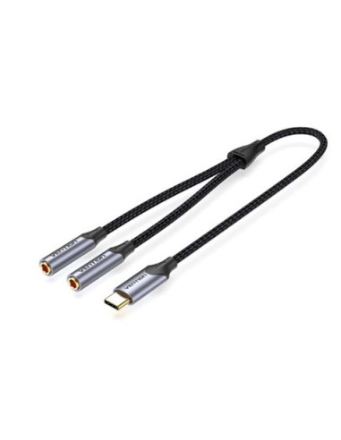 ADAPTADOR USB-C A 2 JACK 3.5 HEMBRA GRIS VENTION
