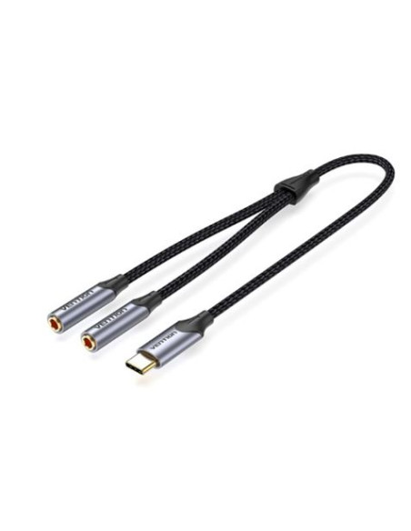 ADAPTADOR USB-C A 2 JACK 3.5 HEMBRA GRIS VENTION