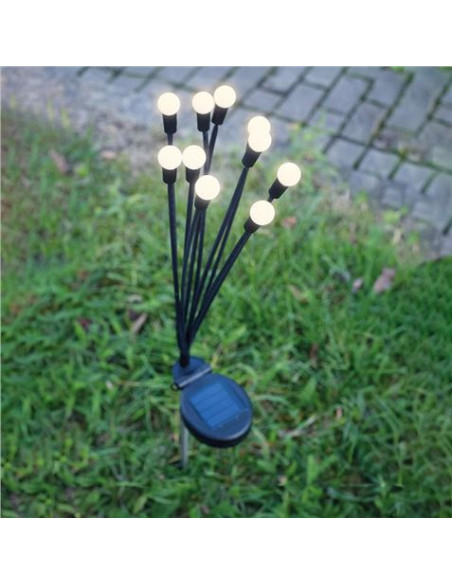 ESTACA SOLAR CON 10 LEDS LUZ CALIDA FOREVER