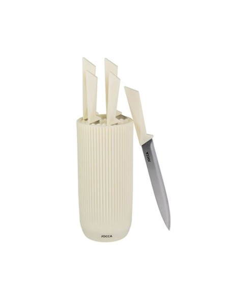 SET 5 CUCHILLOS ACERO INOXIDABLE + TACOMA CREMA JOCCA