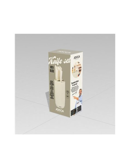 SET 5 CUCHILLOS ACERO INOXIDABLE + TACOMA CREMA JOCCA