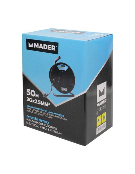 ENROLLADOR DE CABLE 50 METROS CABLE 3X2.5MM MADER