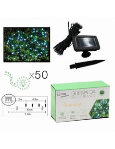 GUIRNALDA DE 50 LED BLANCA 6.9 METROS BATERÍA SOLAR