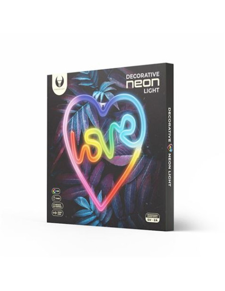 LAMPARA DECORATIVA NEON LED LOVE IN HEART FOREVER