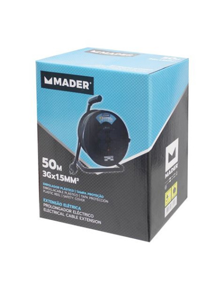 ENROLLADOR DE CABLE 50 METROS CABLE 3X1.5MM MADER