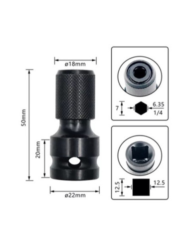 ADAPTADOR PARA LLAVES DE VASO DE IMPACTO DE 1/2\" A 1/4\" BLIM