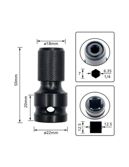 ADAPTADOR PARA LLAVES DE VASO DE IMPACTO DE 1/2\" A 1/4\" BLIM