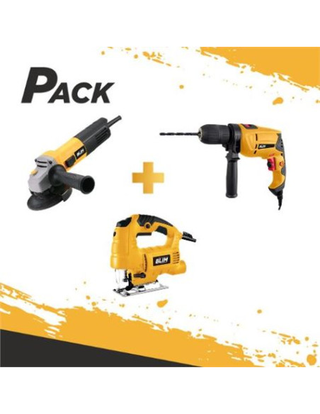 PACK TALADRO 500W + RADIAL 115-125MM 800W + CALADORA 850W BLIM