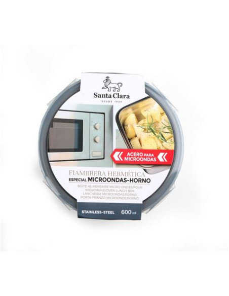 FIAMBRERA ACERO 0.6L REDONDO MICROHORNO STA CLARA