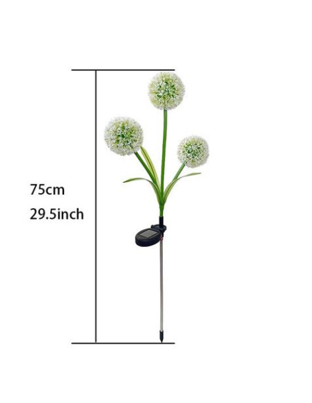 ESTACA SOLAR DECORATIVA FLORES REDONDAS JARDIN 75CM