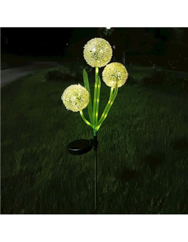 ESTACA SOLAR DECORATIVA FLORES REDONDAS JARDIN 75CM