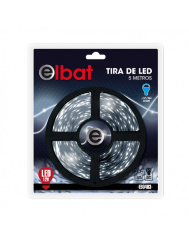 TIRA DE LED 12V 5 METROS LUZ FRIA ELBAT