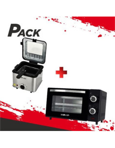 FREIDORA 1.5 LITROS INOXIDABLE 1000W + HORNO 10 LITROS 650W INOX