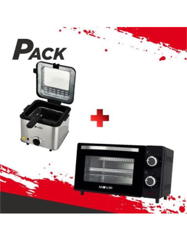 FREIDORA 1.5 LITROS INOXIDABLE 1000W + HORNO 10 LITROS 650W INOX