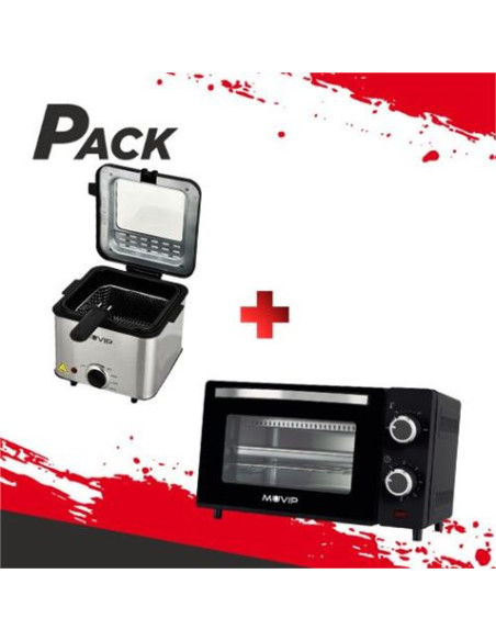 FREIDORA 1.5 LITROS INOXIDABLE 1000W + HORNO 10 LITROS 650W INOX