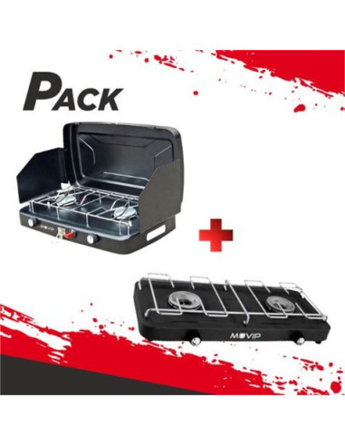 COCINA DE GAS 2 FUEGOS + PROTECTORES CONTRA VIENTO + COCINA DE GAS 2 FUEGOS