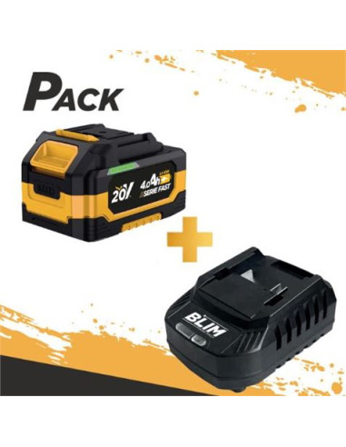 BATERIA 20V 4AH SERIE FAST BLIM + CARGADOR DE BATERÍA RÁPIDO 20V SERIE FAST