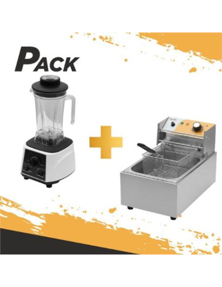 PACK FREIDORA INDUSTRIAL 9 LTROS 2500W + BATIDORA PROFESIONAL 2000W CHEFPRO