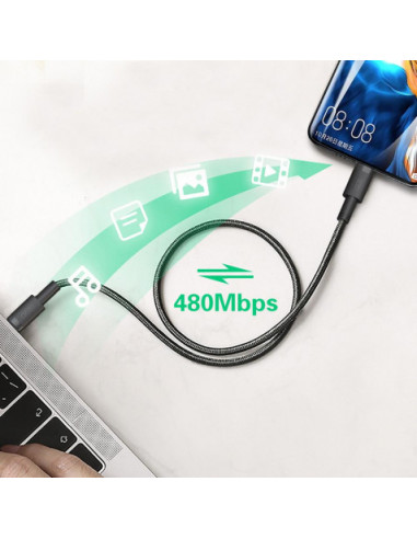 CABLE NBQ199 TIPO C 100W | NEGRO 1.5MTR XO