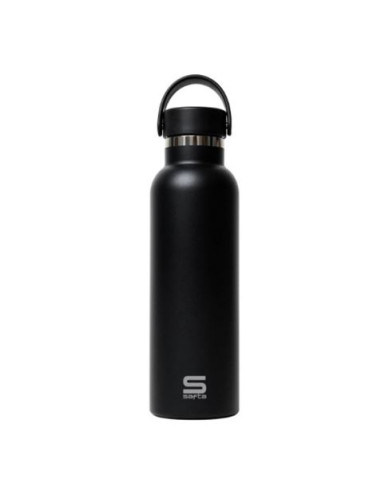 BOTELLA TERMO 600ML ACERO INOXIDABLE BASE SILICONA NEGRO SAFTA