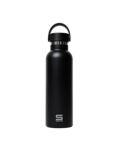 BOTELLA TERMO 600ML ACERO INOXIDABLE BASE SILICONA NEGRO SAFTA