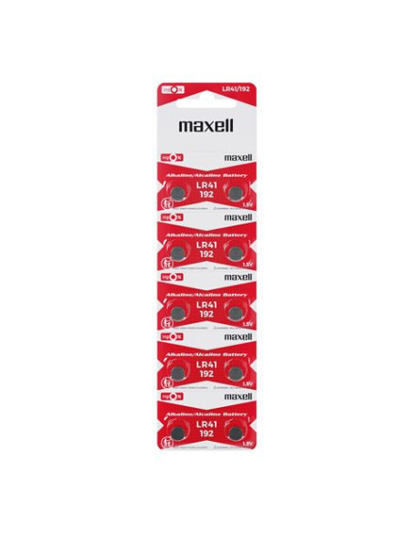 PACK 10 PILAS BOTON LR41/192 1.5V MAXELL