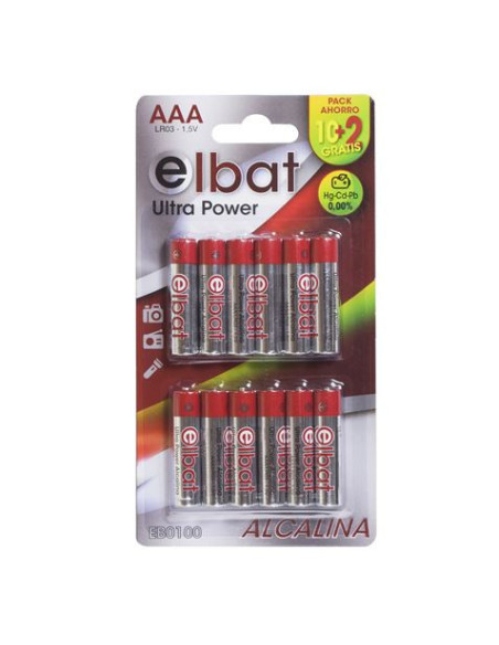 PACK 12 PCS PILAS ALCALINAS LR03/AAA ELBAT