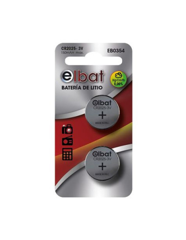 PACK 2 PCS PILAS LITIO CR2025 ELBAT