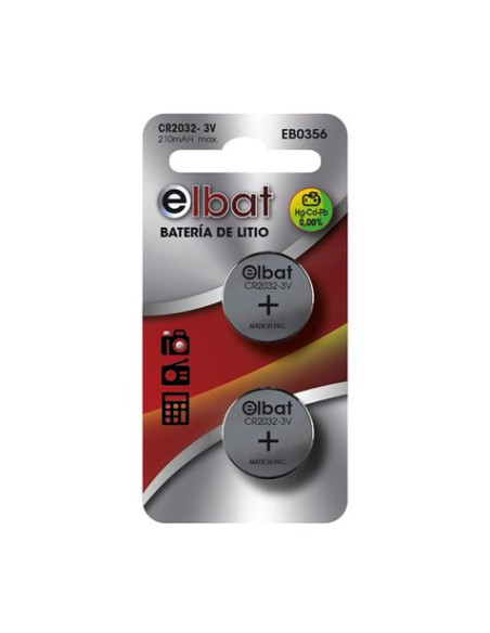 PACK 2 PCS PILAS LITIO CR2032 ELBAT