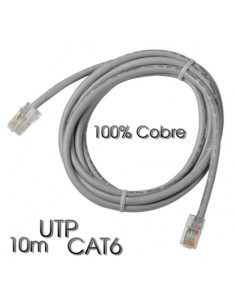CABLE DE RED UTP CAT 6 10M GRIS CLARO 100% COBRE CROMAD