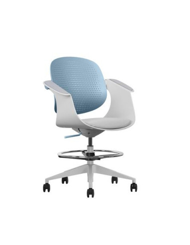 SILLA / TABURETE DE OFICINA TOP WORK AZUL CROMAD