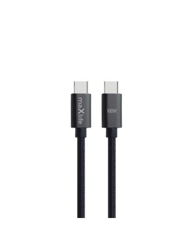 CABLE TRENZADO TIPO C A TIPO C 100W 1M NEGRO MAXLIFE