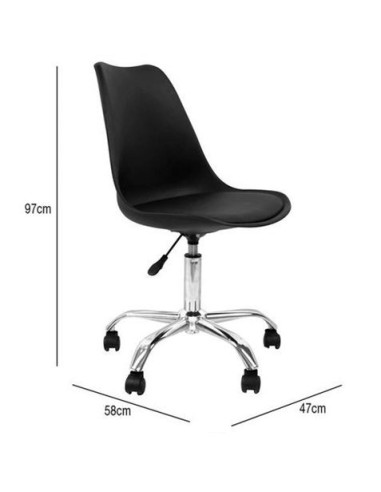SILLA DE ESCRITORIO CON RUEDAS 97X47X58CM NEGRA