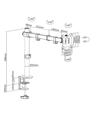 SOPORTE DE MESA 1 MONITOR 13\"-32\" CROMAD