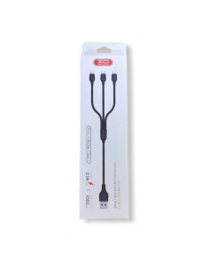 CABLE NB103 CARGA RAPIDA 3 EN 1 | MICRO + TIPO C + LIGHTNING A USB | BLANCO 2