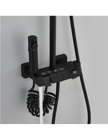 COLUMNA DE DUCHA COMPLETA SEL. BOTON DISPLAY NEGRA FONTASTOCK
