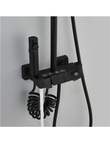 COLUMNA DE DUCHA COMPLETA SEL. BOTON DISPLAY NEGRA FONTASTOCK
