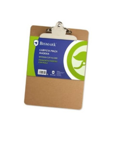 CARPETA SUJETAPAPELES CON BASE DE MADERA Y PINZA METALICA FORMATO A4