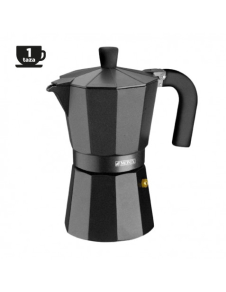 CAFETERA ALUMINIO 1 TAZA VITRO NOIR NEGRO MONIX