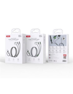 CABLE USB-A/C 3 EN 1 2X USB-C Y CARGADOR MAGNETICO PARA SMARTWATCH CX040 XO 2