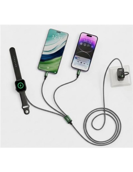 CABLE USB-A/C 3 EN 1 2X USB-C Y CARGADOR MAGNETICO PARA SMARTWATCH CX040 XO