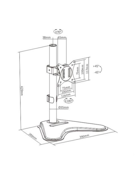SOPORTE DE MESA CON BASE PARA 1 MONITOR 17-32 CROMAD