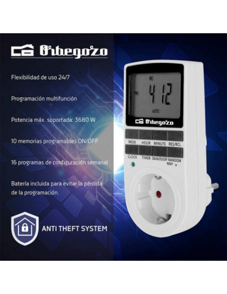 PROGRAMADOR DE ENCHUFE PG 25 POTENCIA 3680W