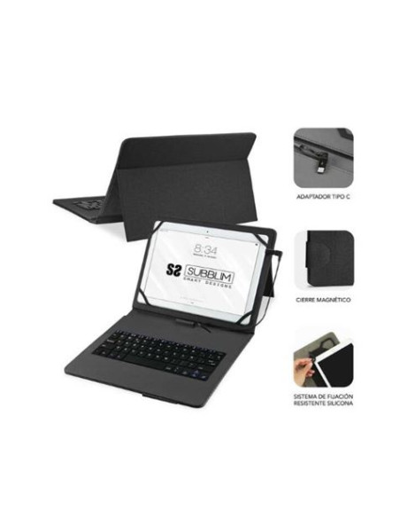 TECLADO CON FUNDA UNIVERSAL PARA TABLETS HASTA 11\" NEGRO SUBBLIM