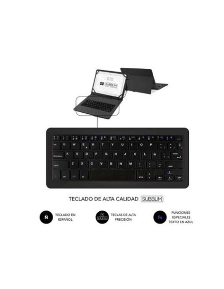 TECLADO CON FUNDA UNIVERSAL PARA TABLETS HASTA 11\" NEGRO SUBBLIM