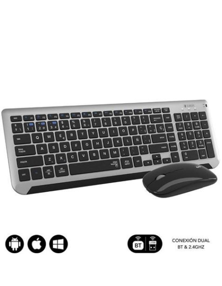 COMBO TECLADO Y RATON WIRELESS Y BLUETOOTH PRESTIGE EXTENDIDO NEGRO SUBBLIM