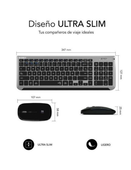 COMBO TECLADO Y RATON WIRELESS Y BLUETOOTH PRESTIGE EXTENDIDO NEGRO SUBBLIM