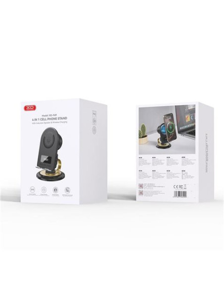 SOPORTE PARA SMARTPHONE CON ALTAVOZ BLUETOOTH Y CARGA INALAMBRICA F69 XO