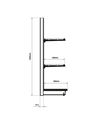 EXPOSITOR GÓNDOLA 900X450X1500MM NEGRO CROMAD