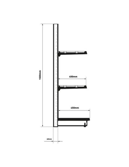 EXPOSITOR GÓNDOLA 900X450X1500MM NEGRO CROMAD